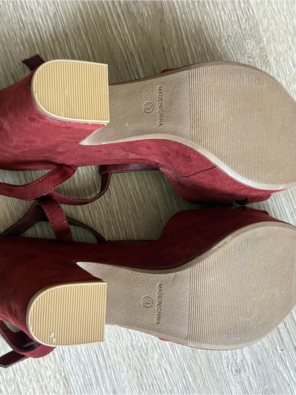 American Rag Cie Suede Platform Heeled Sandals - burgundy
